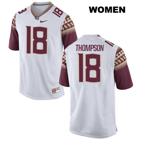 Women's NCAA Nike Florida State Seminoles #18 Warren Thompson College White Stitched Authentic Football Jersey KIH6469RJ